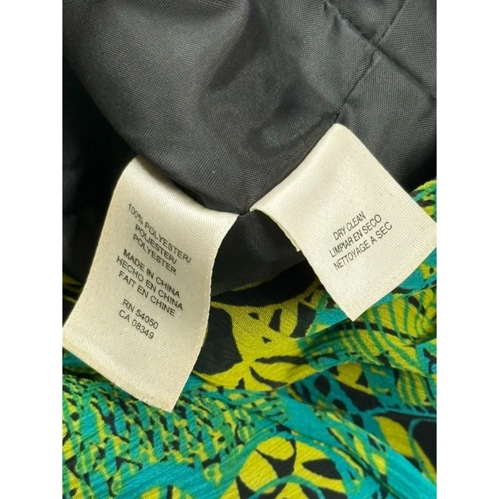 Evan Picone Everyday Art‎ Teal & Yellow Halter Neck Floral Dress Size 4 Side Zip